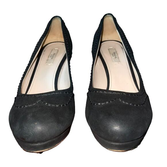 Prada Black Suede Platform Pumps - Picture 3 of 15
